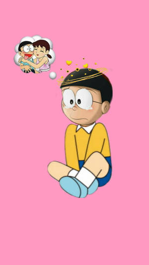 Sad Nobita Thinking About Shizuka Doraemon Wallpaper