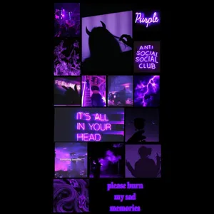 Sad Purple And Black Aesthetic Collage Wallpaper
