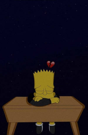 Sad Simpsons Bart Broken Heart Table Wallpaper