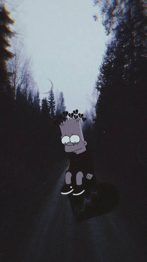 Sad Simpsons Bart Forest Wallpaper