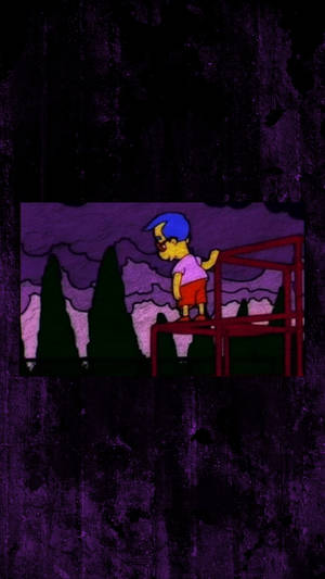 Sad Simpsons Milhouse Jungle Gym Wallpaper