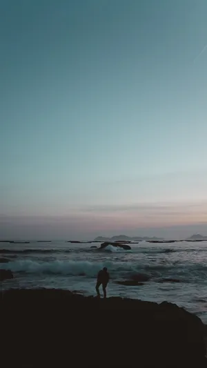 Sad Vibes Man Beach Sunset Wallpaper