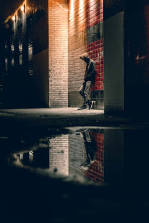 Sad Vibes Man Street Wall Lights Night Wallpaper