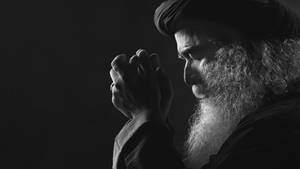 Sadhguru Side Profile Black And White Wallpaper