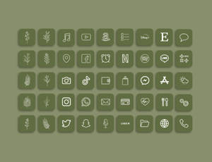 Sage Green Aesthetic Icons Wallpaper