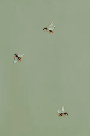 Sage Green Wall And Bees Wallpaper