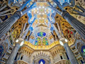 Sagrada Familia Blue Ceiling Wallpaper