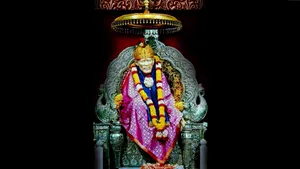 Sai Baba Hd On Throne With Garland Wallpaper
