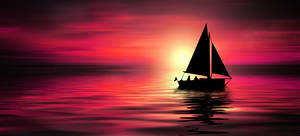 Sailing Against Pink Sunset Sky Wallpaper