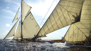 Sailing Schooners Together Wallpaper