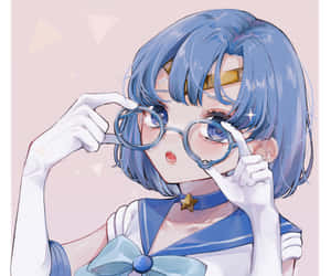 Sailor Mercury Adjusting Her Glasses Wallpaper
