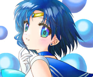 Sailor Mercury With Floating Pearls Wallpaper
