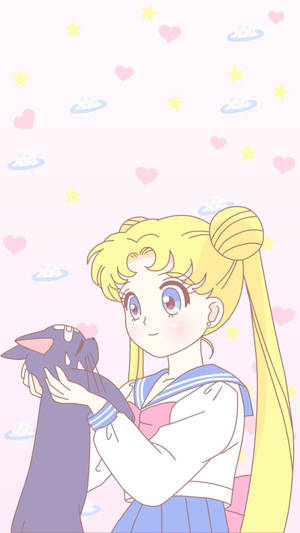 Sailor Moon Cat Aesthetic Pink Anime Wallpaper