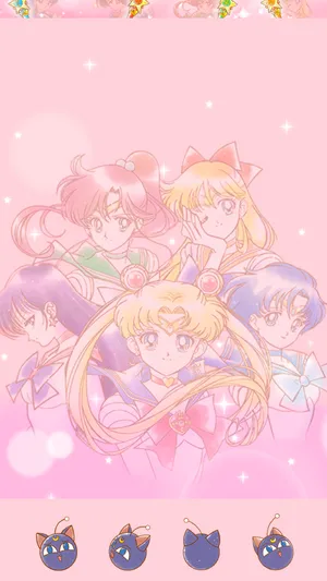 Sailors Side By Side Sailor Moon Iphone Wallpaper