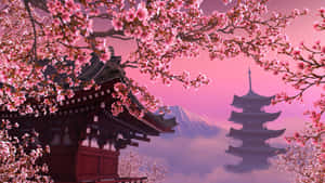 Sakura_ Blossoms_and_ Traditional_ Japanese_ Architecture Wallpaper