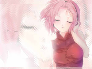 Sakura Haruno Wearing Headphones Wallpaper