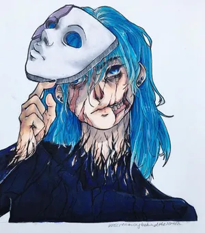 Sally Face Holding His Mask Up Wallpaper