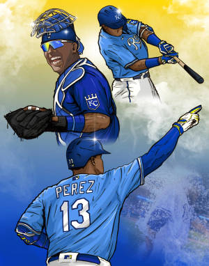 Salvador Perez Cartoon Collage Wallpaper