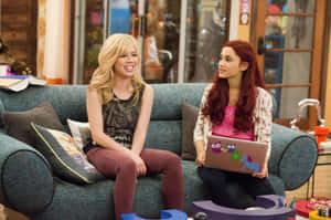 Sam And Cat With Laptop Wallpaper