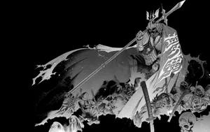 Samurai Holding Sword Japanese Aesthetic Black Wallpaper