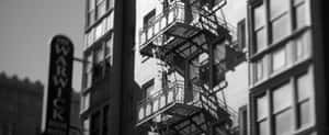 San Francisco Fire Escape Black And White Wallpaper