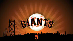 San Francisco Giants Emblem Illuminated Over The City Skyline Wallpaper