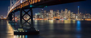 San Francisco Skyline Under Bridge Wallpaper