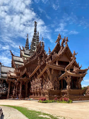Sanctuary Of Truth Between Sand And Sky Wallpaper