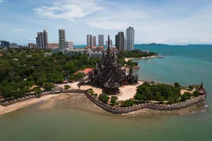 Sanctuary Of Truth By The Beach In Thailand Wallpaper