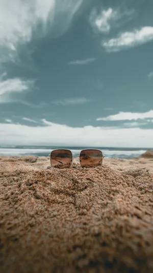 Sand Beach Sunglasses Relaxing Iphone Wallpaper