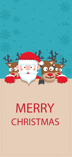 Santa And Reindeer Merry Christmas Iphone Wallpaper