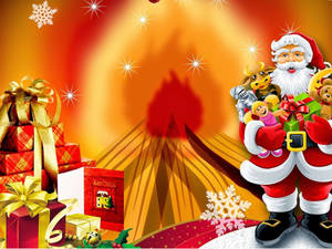Santa Claus And Christmas Presents Wallpaper