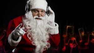 Santa Claus Listening Music Wallpaper