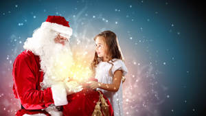 Santa Claus With Little Girl Wallpaper