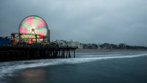 Santa Monica Ferris Wheel Light Show Wallpaper