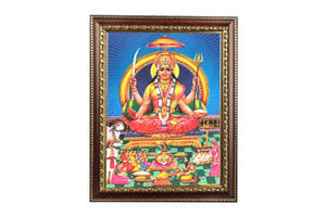 Santoshi Maa Golden Picture Frame Wallpaper