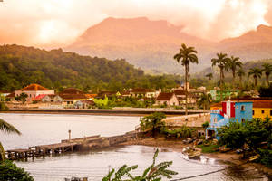 Sao Tome And Principe Orange Sky Wallpaper