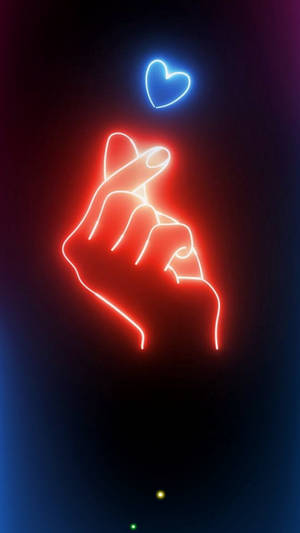 Saranghae Finger Heart Neon Sign Wallpaper