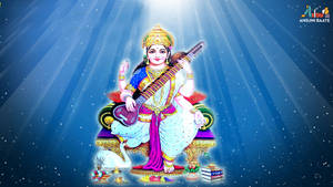 Saraswati Mata Light Rays Poster Wallpaper