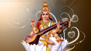 Saraswati Mata With Money Wallpaper