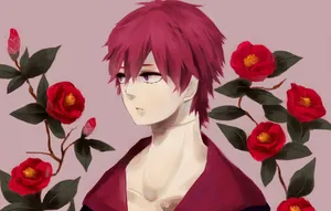 Sasori And Camellia Sasanqua Flowers Wallpaper