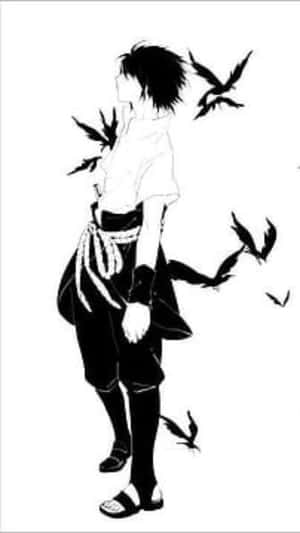 Sasuke Uchiha Black White Art Wallpaper