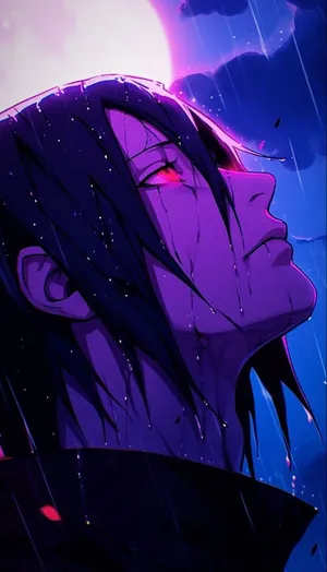 Sasuke Uchiha Rainy Profile Wallpaper