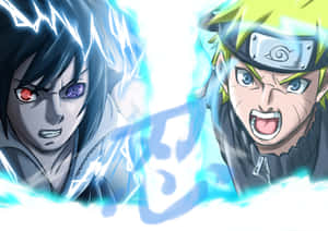 Sasuke Versus Naruot Blue Lightning Art Wallpaper