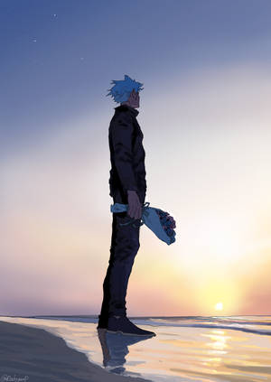 Satoru Gojo Ocean Flower Fanart Jujutsu Kaisen Phone Wallpaper