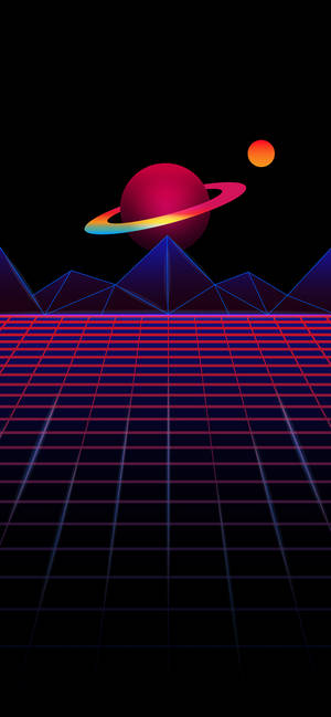 Saturn Synthwave Ios 16 Wallpaper