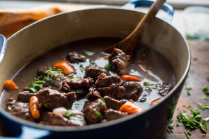 Saucy Beef Bourguignon Dish Wallpaper