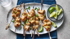 Savor Southeast Asian Cuisine: Succulent Chicken Satay Wallpaper