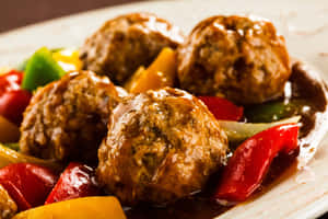 Savory Meatballswith Bell Peppers Wallpaper