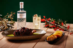 Savory Steak Dinner Paired With The Botanist Islay Dry Gin Wallpaper